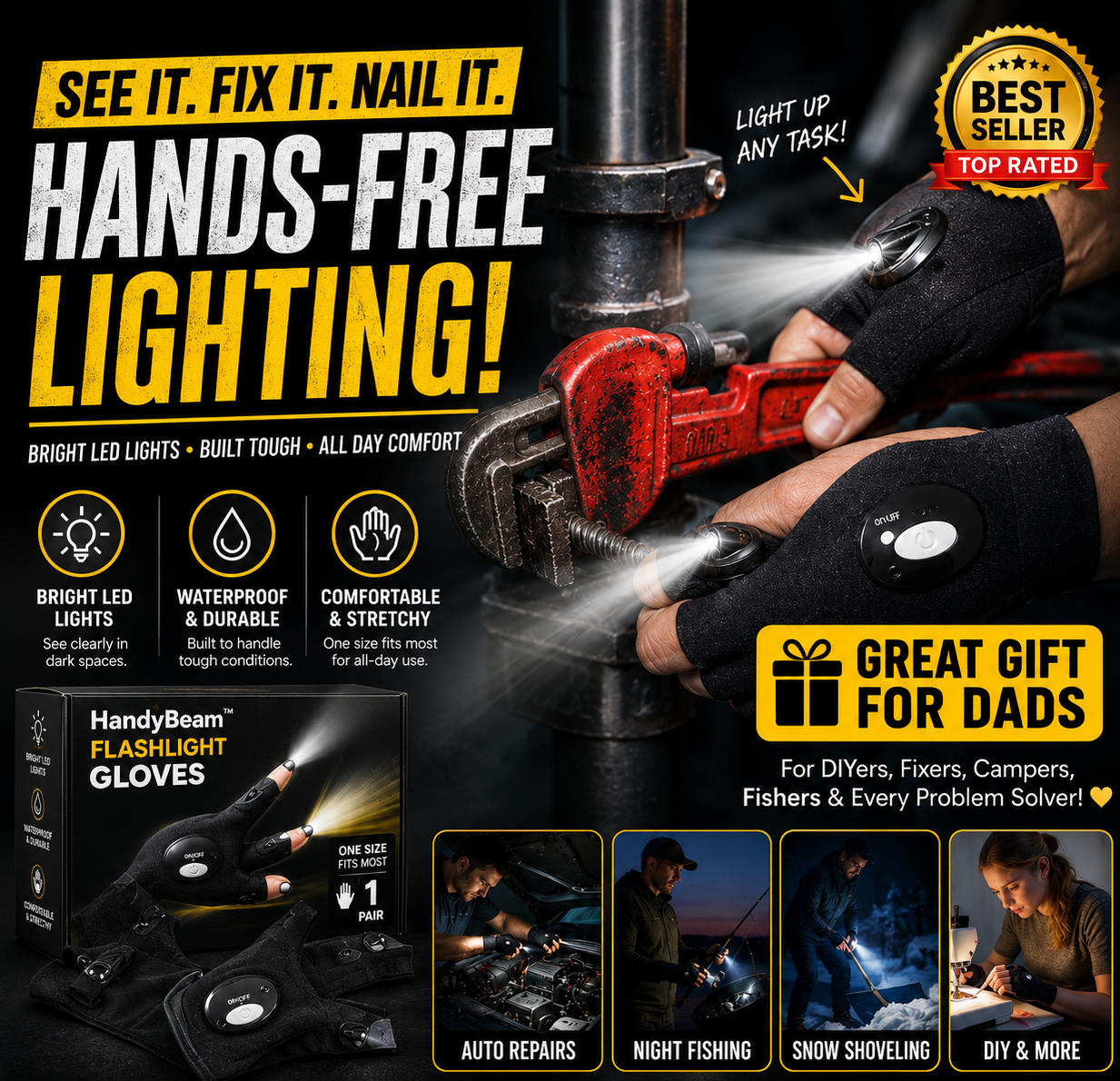 HandyBeam™ - Flashlight Gloves