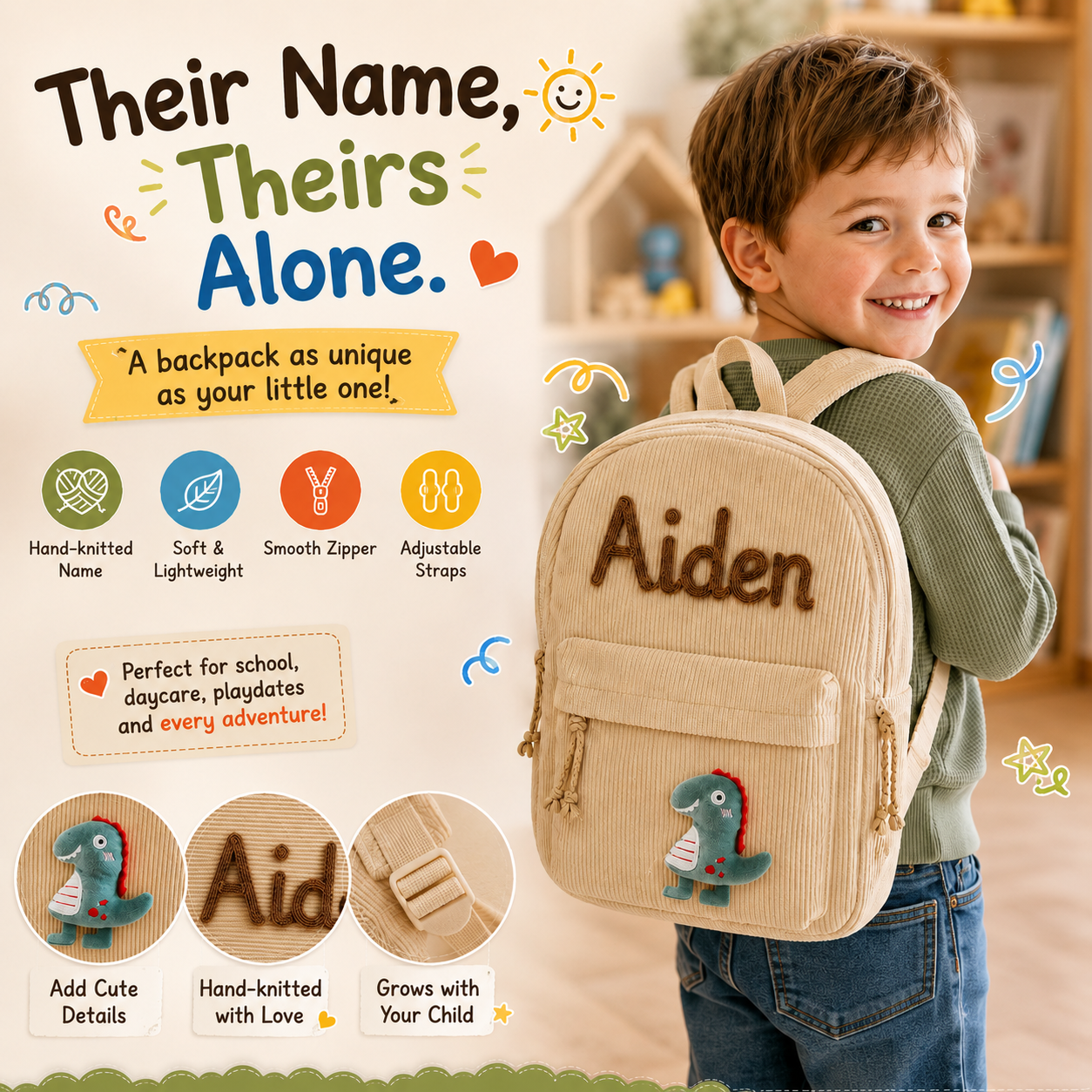 KnitKid™ - Personalized Knitted Backpack