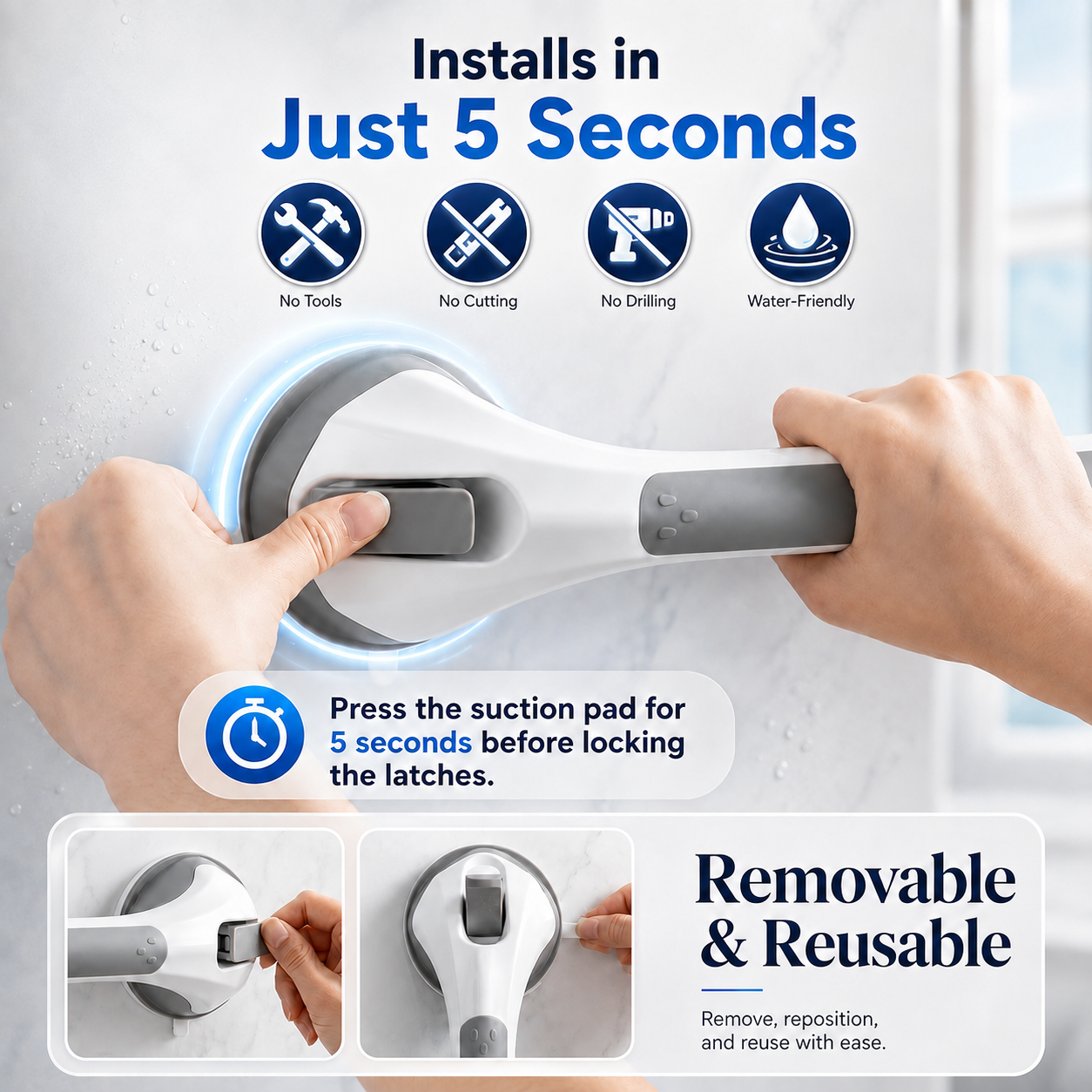 PowerGrip™️ - Shower Grab Bar