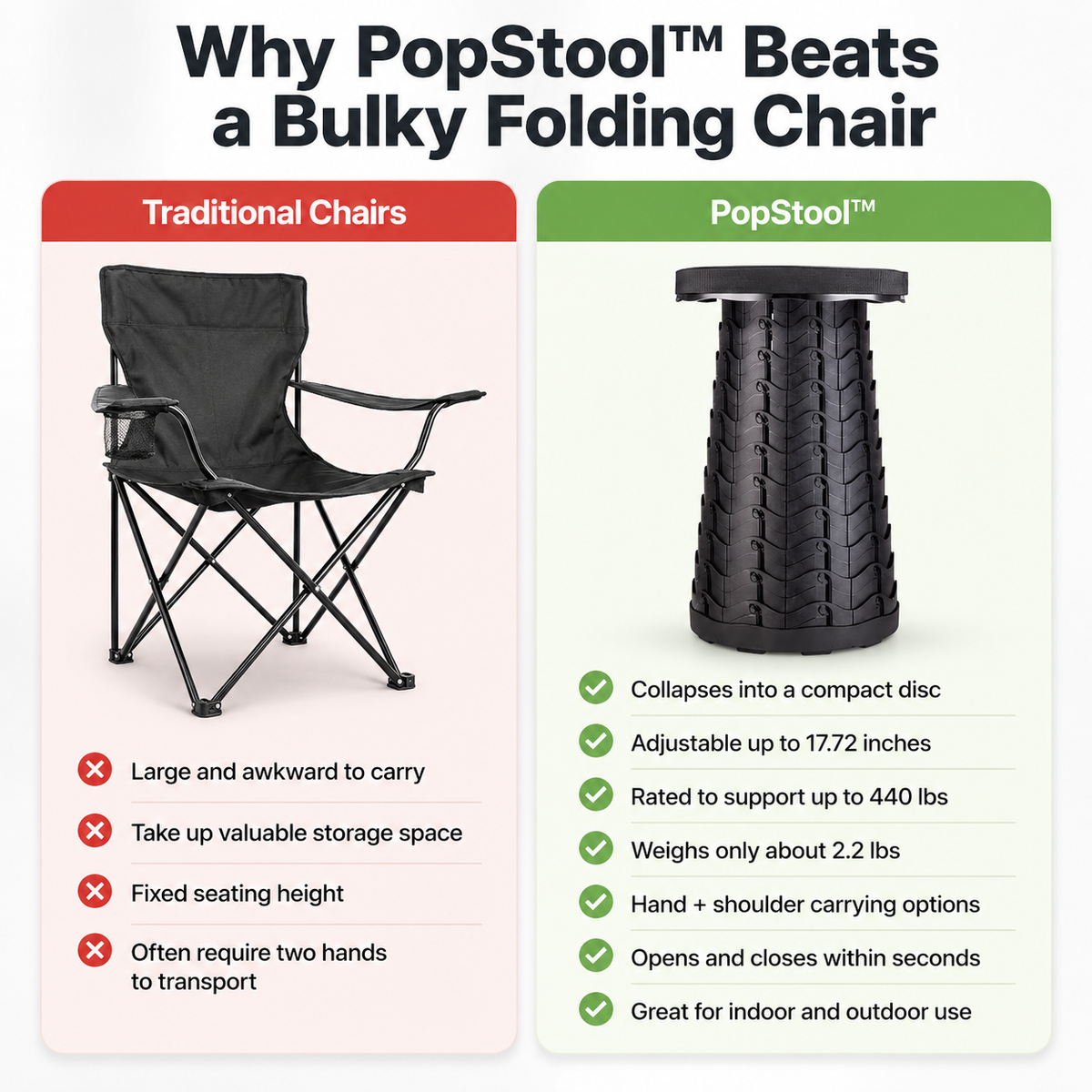 PopStool™ - Collapsible portable stool