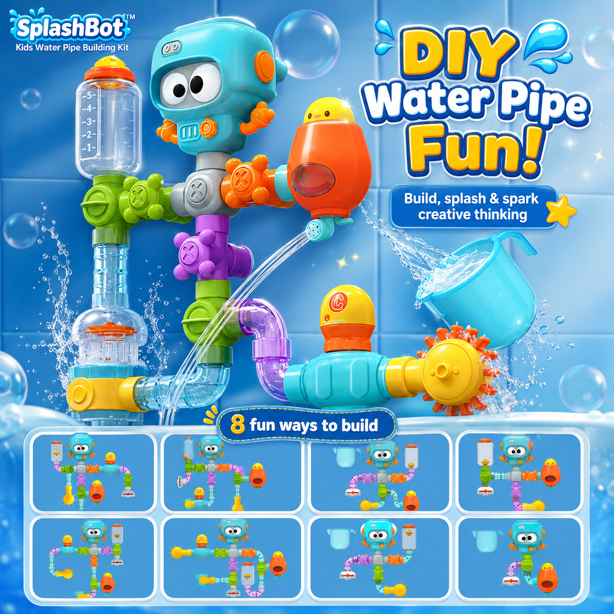 SplashBot™ - Kids Water Pipe Building Kit