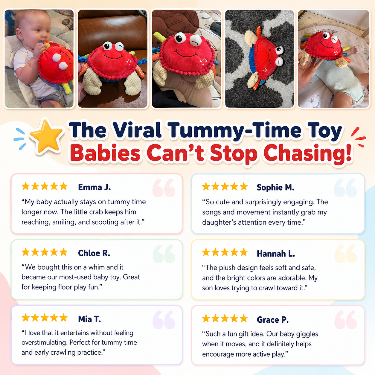 WiggleJiggle™ — Tummy Time Musical Crabby