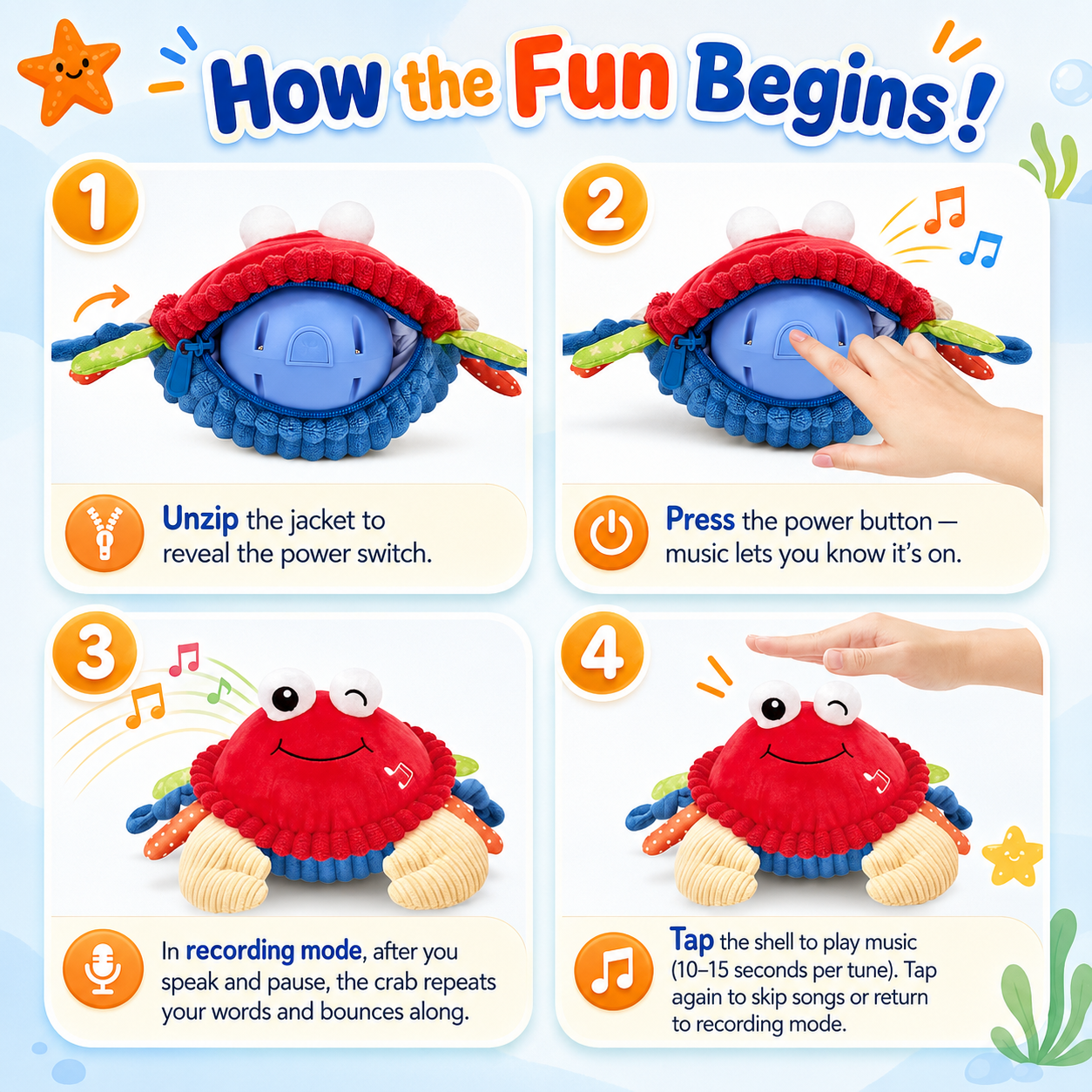 WiggleJiggle™ — Tummy Time Musical Crabby