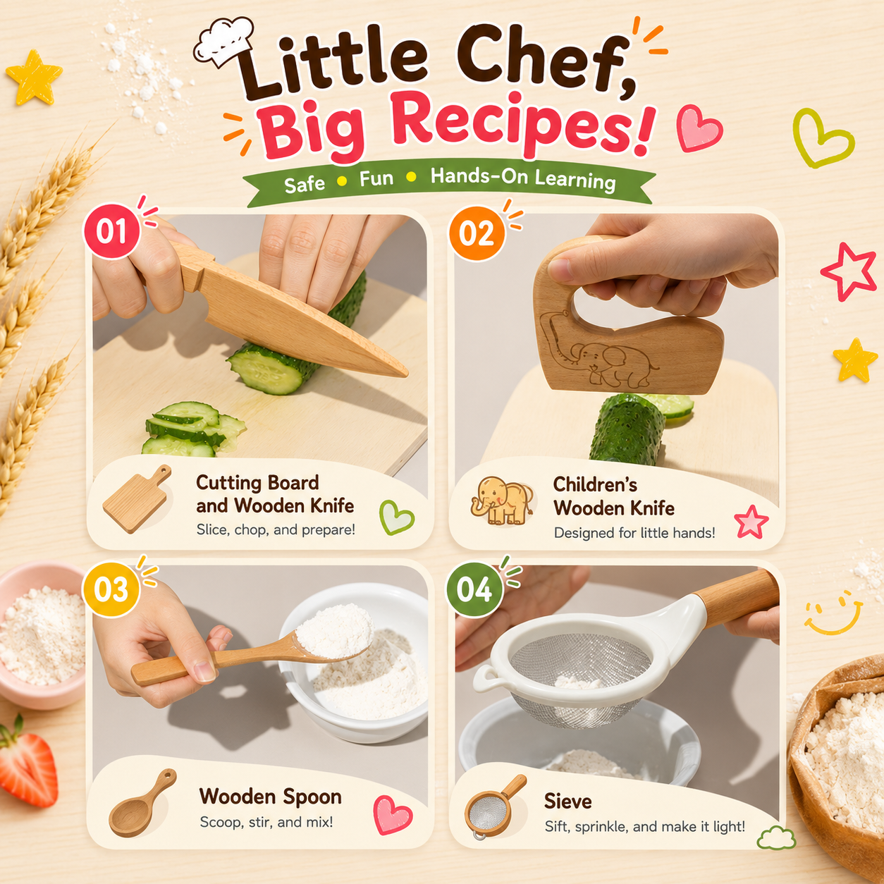 MiniChef™ - Handmade Wooden Kids Cooking Kit