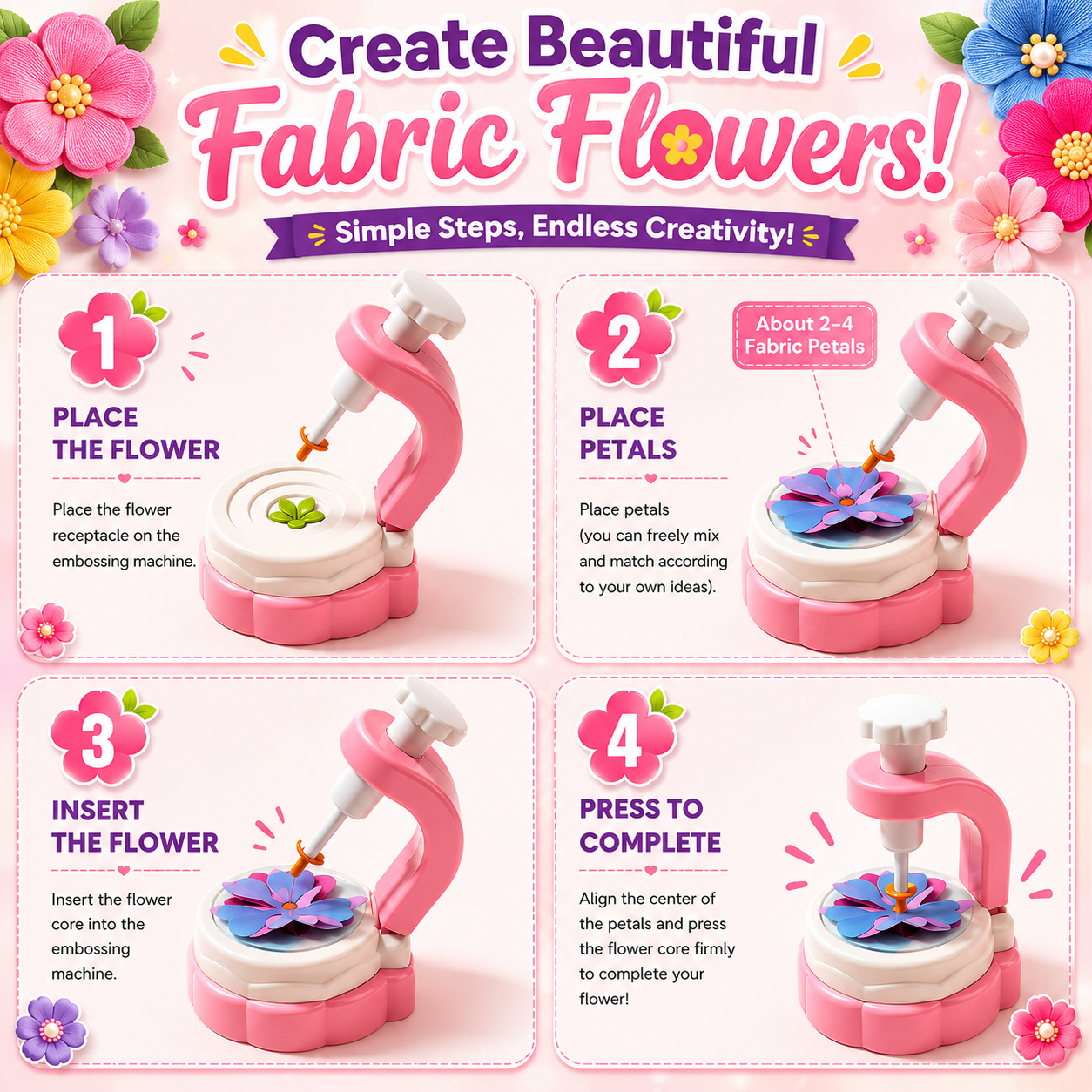 PetalPop™ - Kids Fabric Flower Craft Kit