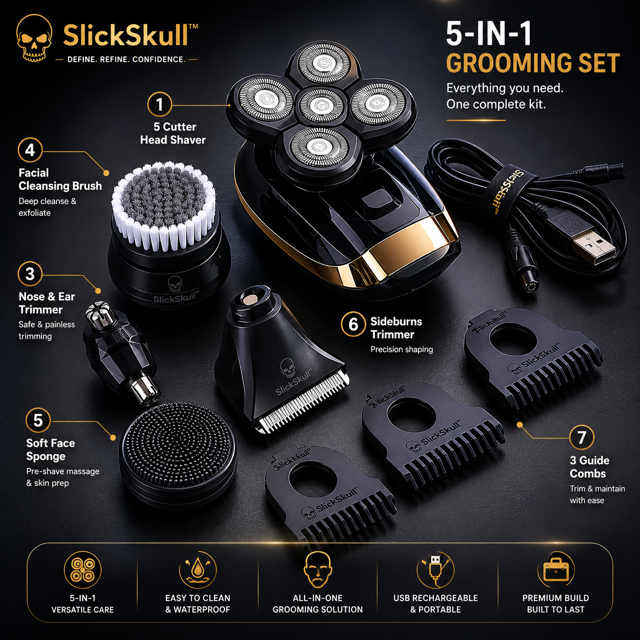 SlickSkull™ - 5-in1 Electric Shaver