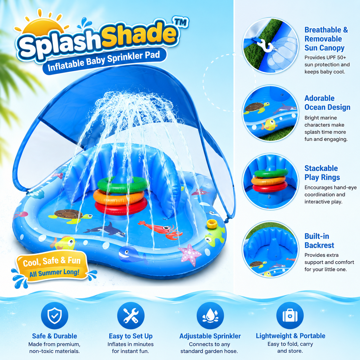 SplashShade™ - Inflatable Baby Sprinkler Pad