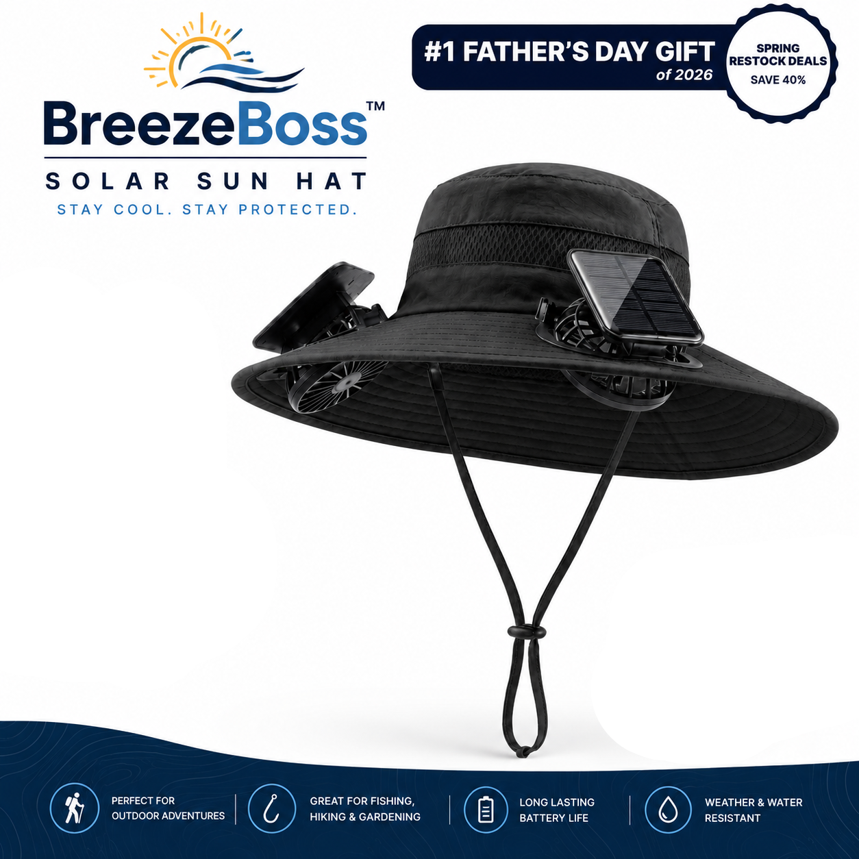 BreezeBoss™ - Solar Sun Hat