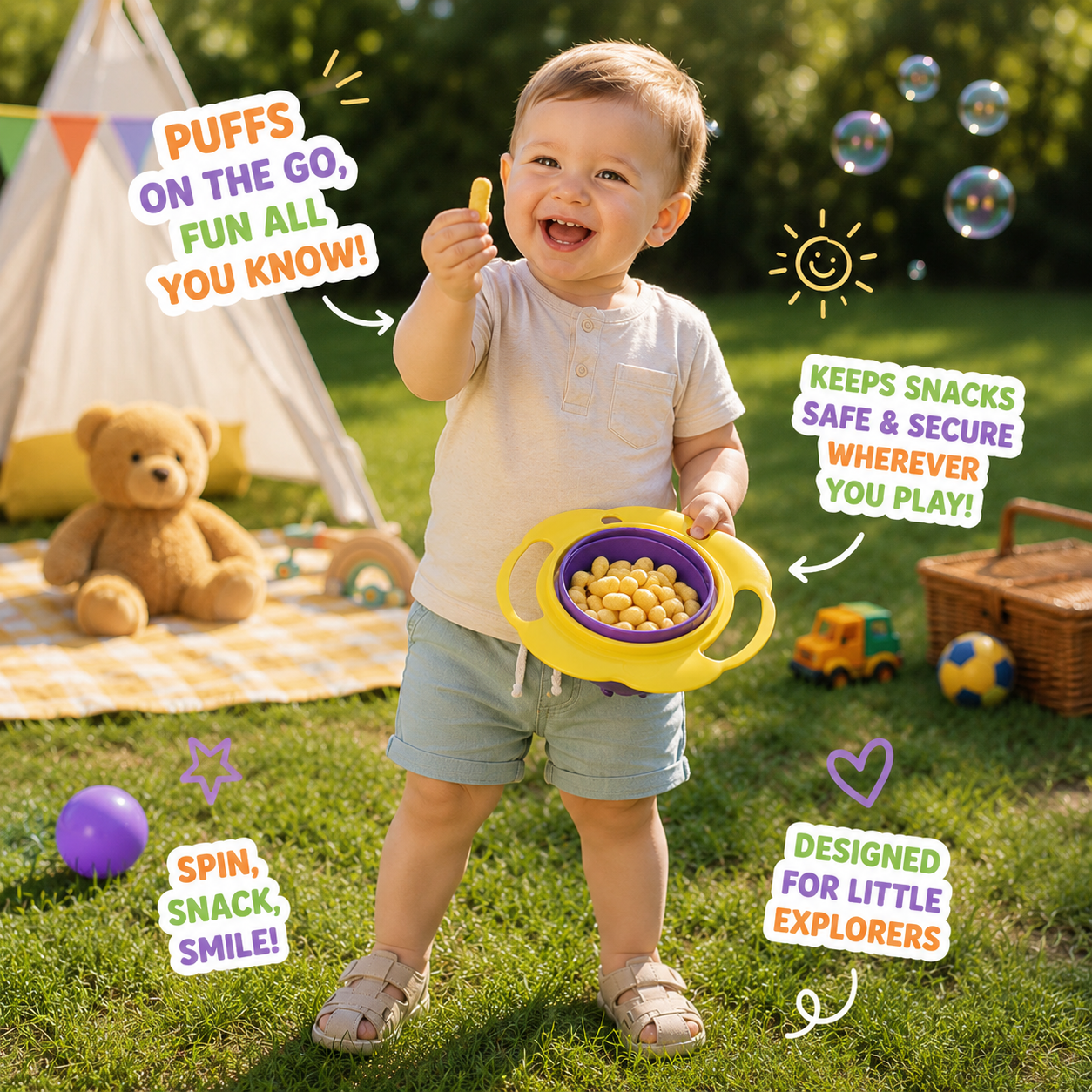 TumbleTots™ - 360° rotating spill proof bowl