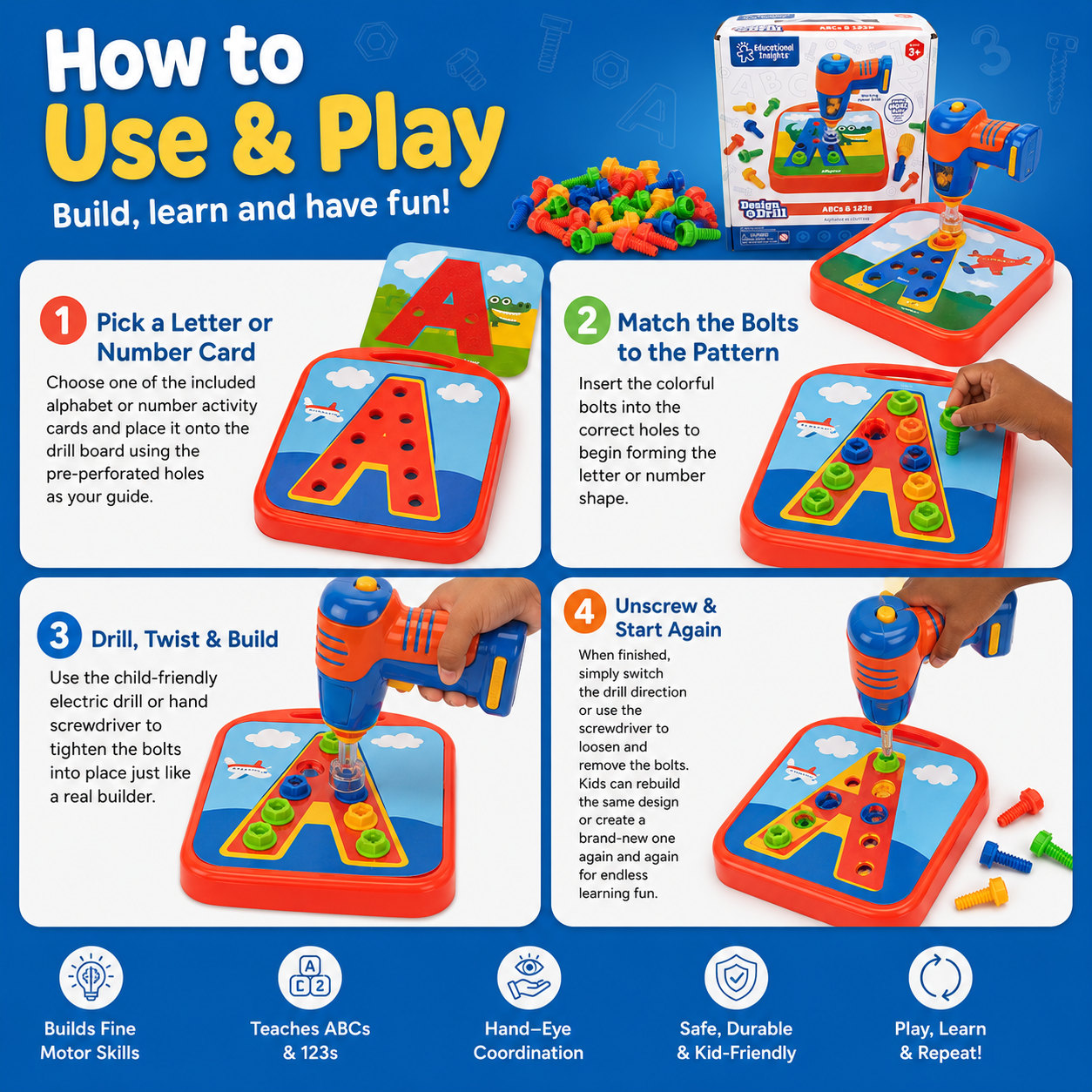 BuildBright ABC™ - Design & Drill ABCs & 123s
