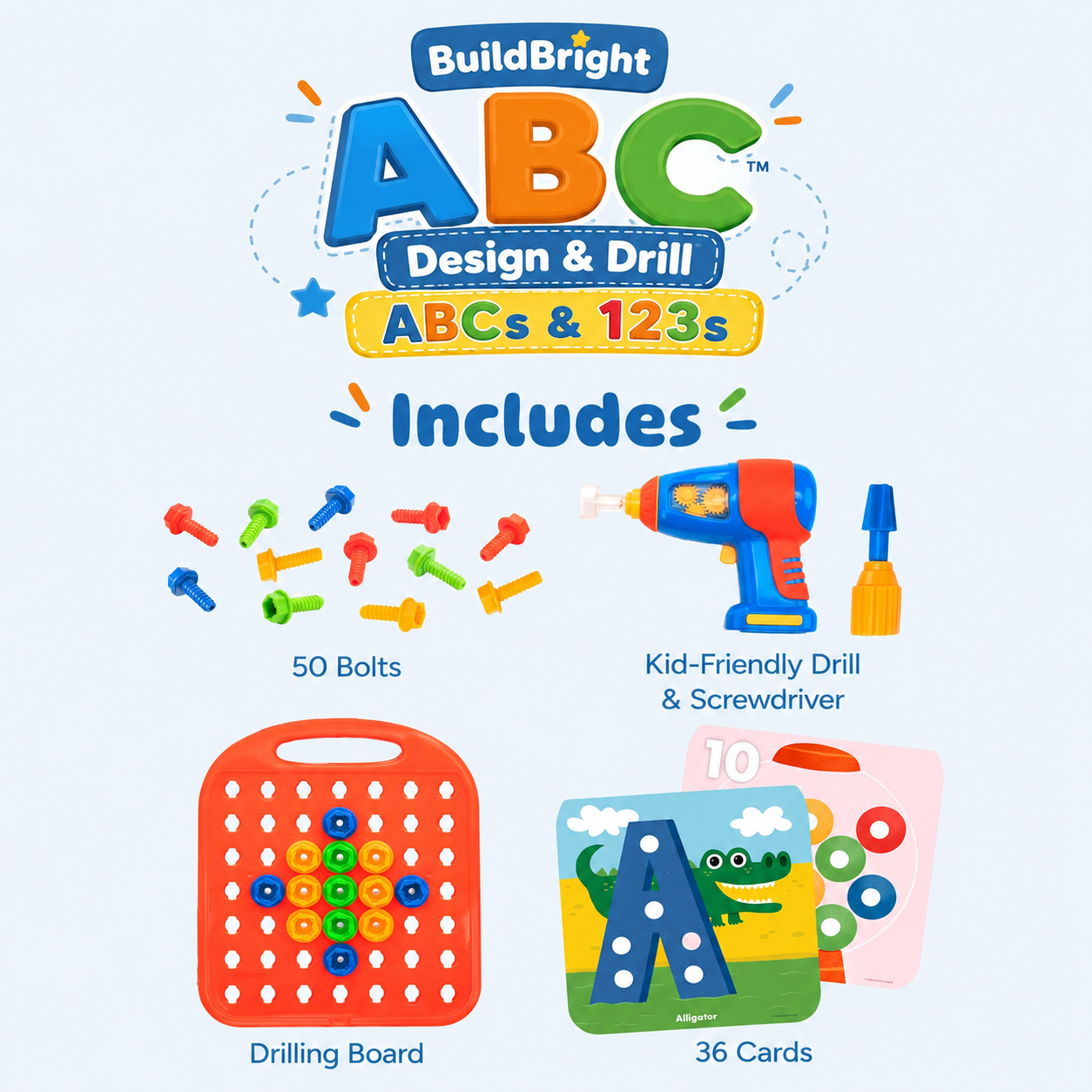 BuildBright ABC™ - Design & Drill ABCs & 123s