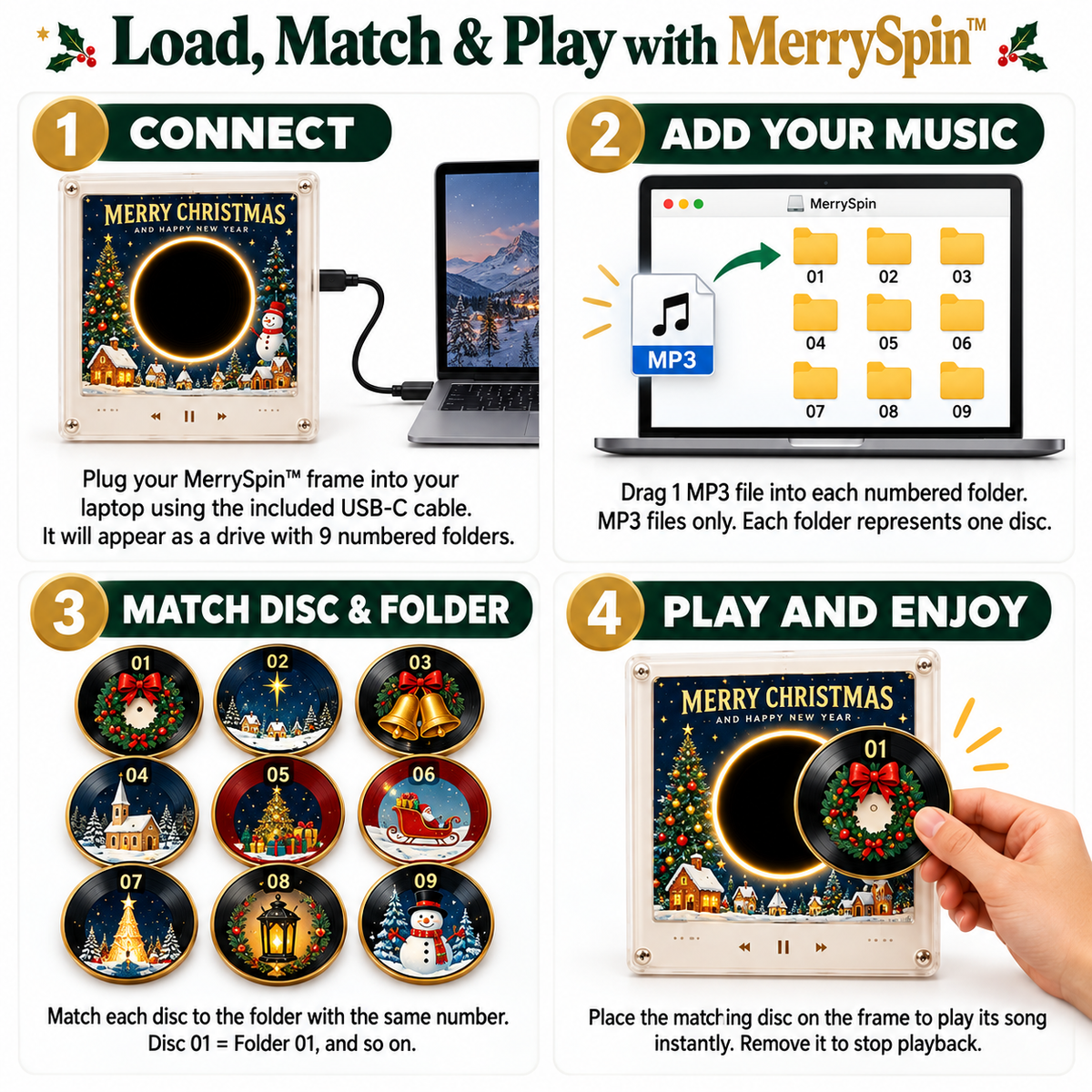 MerrySpin™️ - Christmas Magnetic Vinyl Player Set