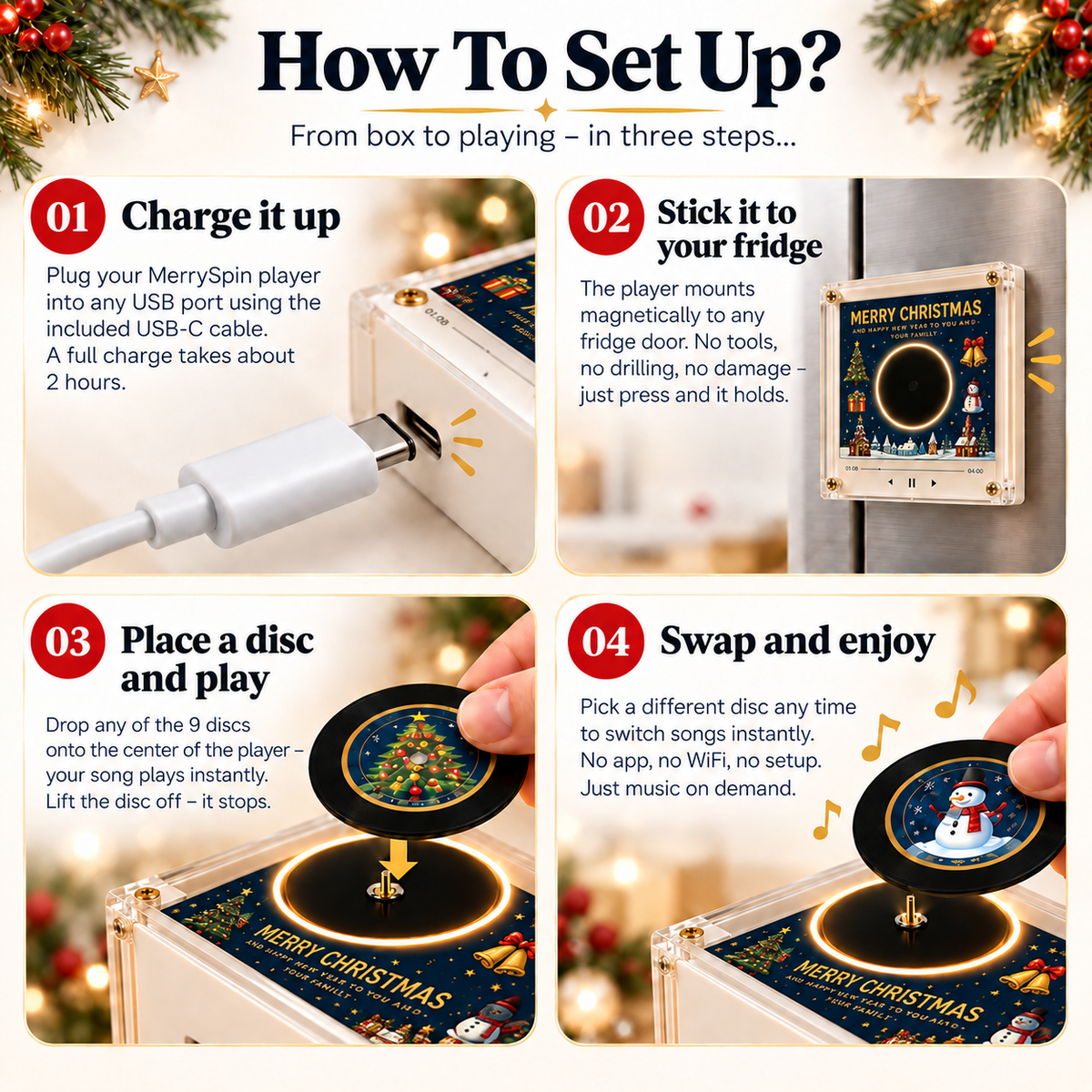 MerrySpin™️ - Christmas Magnetic Vinyl Player Set
