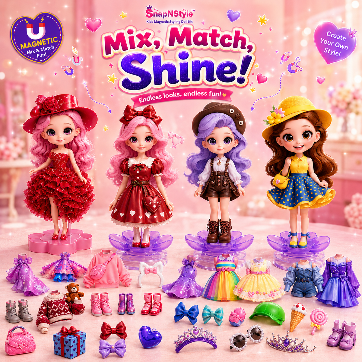 SnapNStyle™ - Kids Magnetic Styling Doll Kit