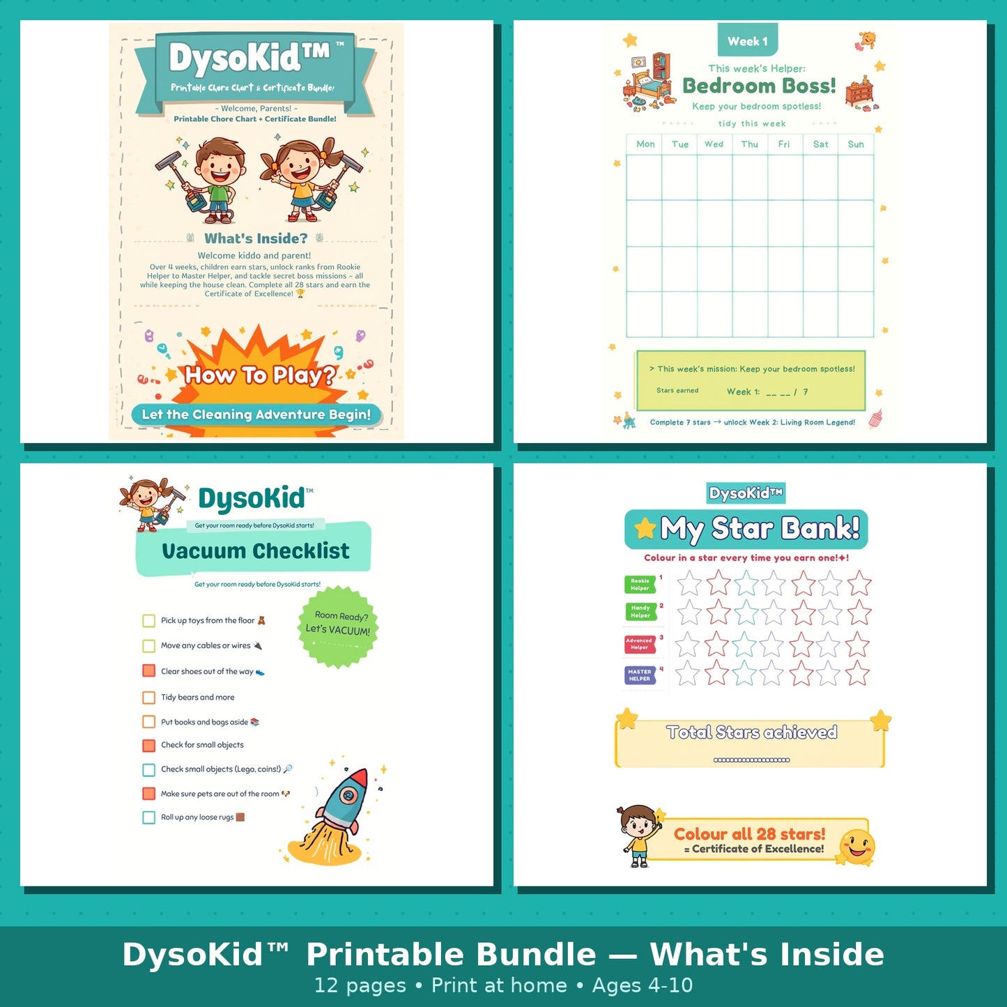DysoKid™ - Printable Chore Chart + Certificate Bundle