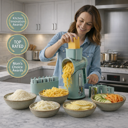 GrateGourmet™️ - 5 in 1 Rotary Cheese Grater