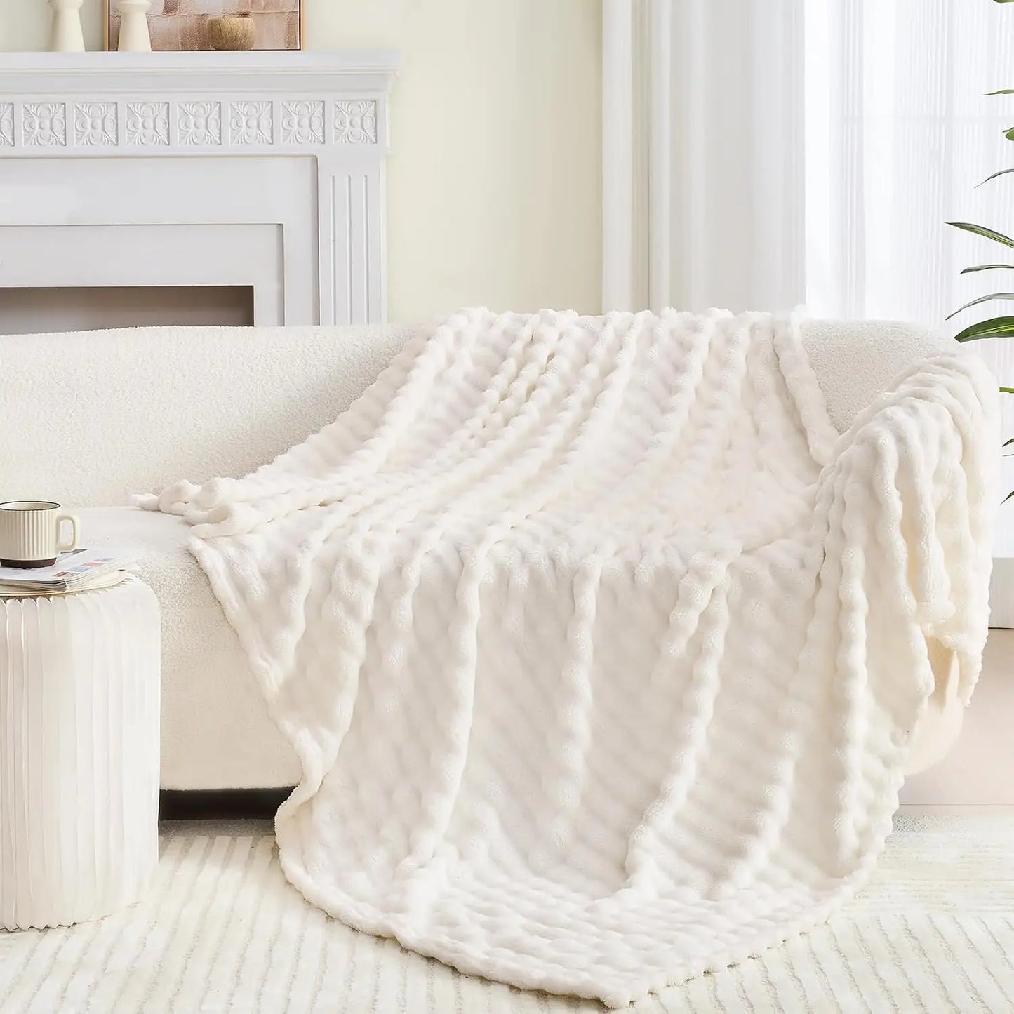 Textured Plush Fleece Throw Blanket