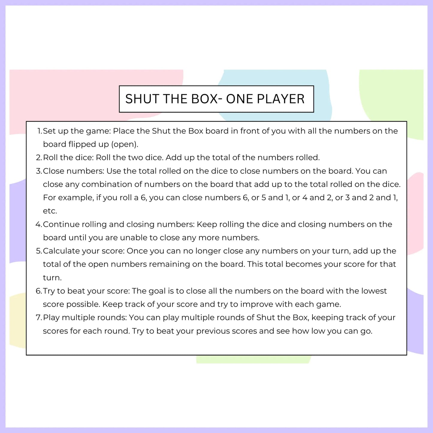 Shut the Box™ - Travel Game