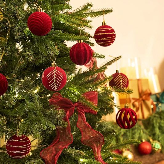 Luxurious Velvet Christmas Bauble Set (30 pcs)