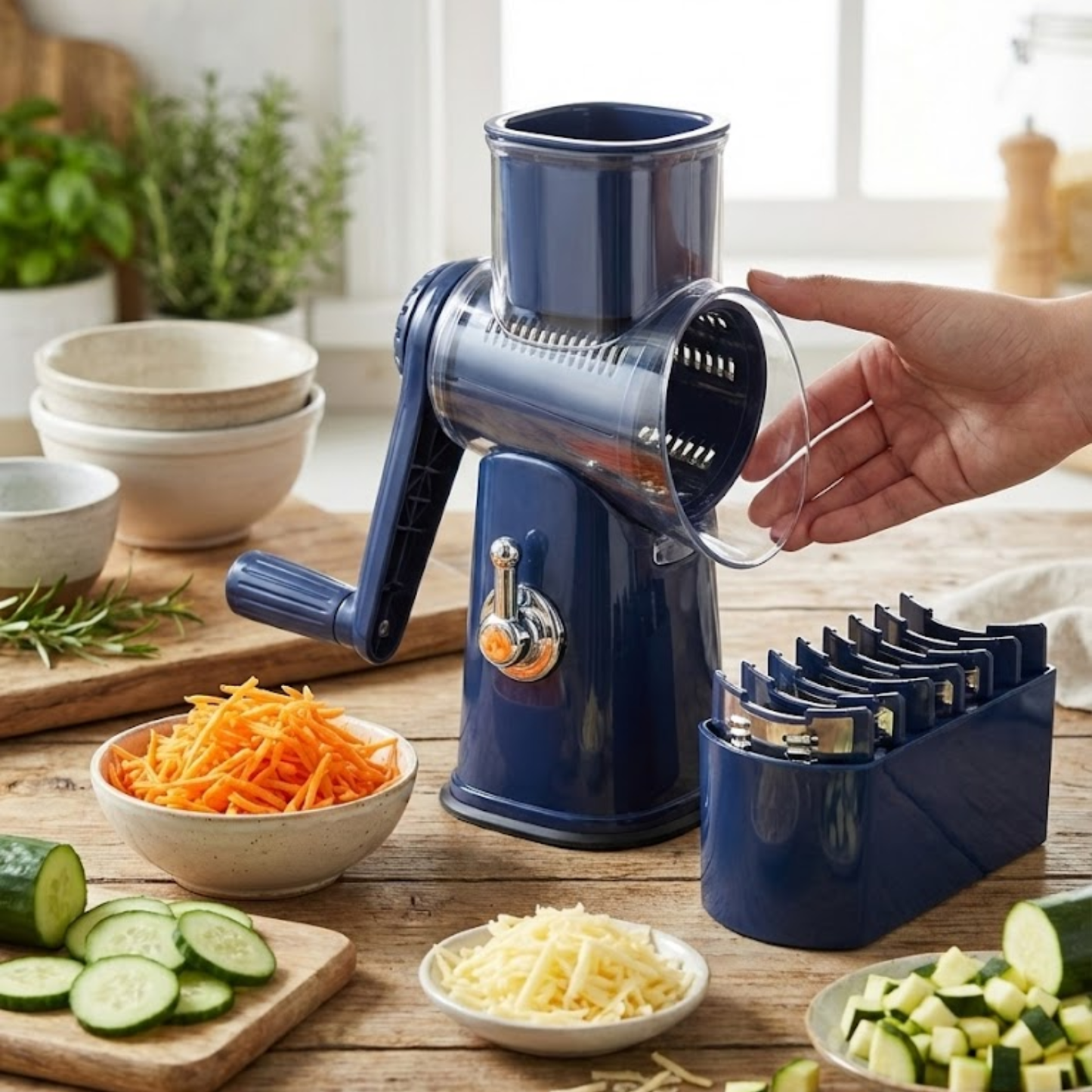 GrateGourmet™️ - 5 in 1 Rotary Cheese Grater