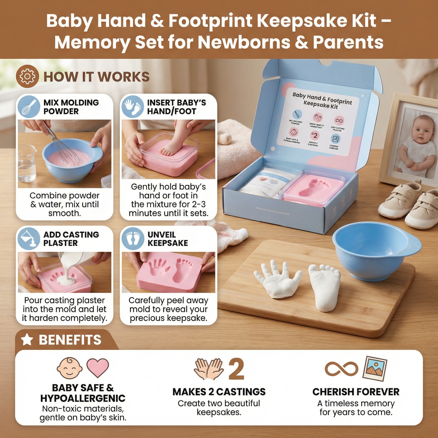 TinyTreasures™ - Baby Hand & Footprint Keepsake Kit